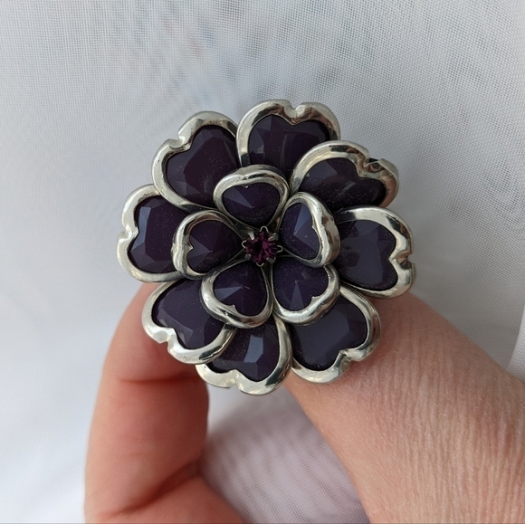 VINTAGE Purple flower ring - Picture 4 of 4